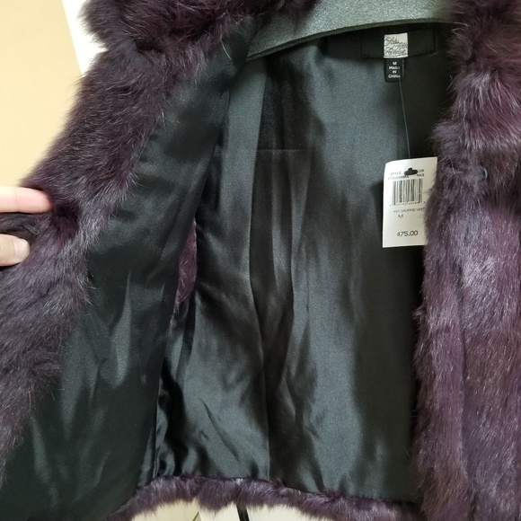 NEW - Saks Fifth Purple Rabbit Fur Cropped Vest -M - Picture 4 of 6